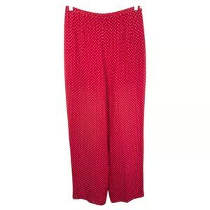 Talbots Size 8 Pants Red Silk Red Gold Print High Waist Lined VTG Classic